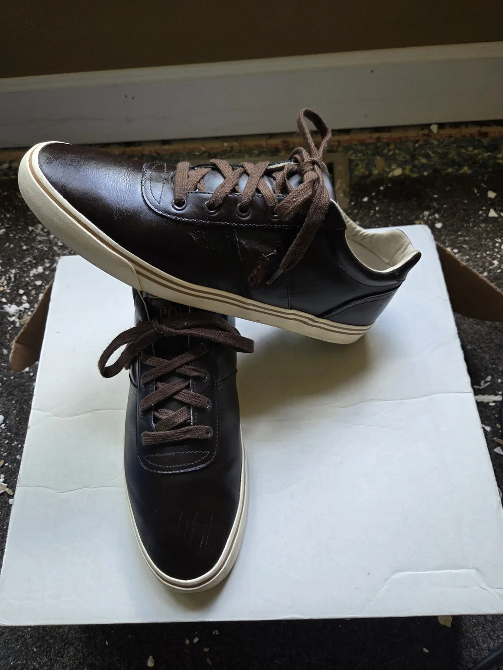 Polo by Ralph Lauren Brown Leather Sneakers with White Soles